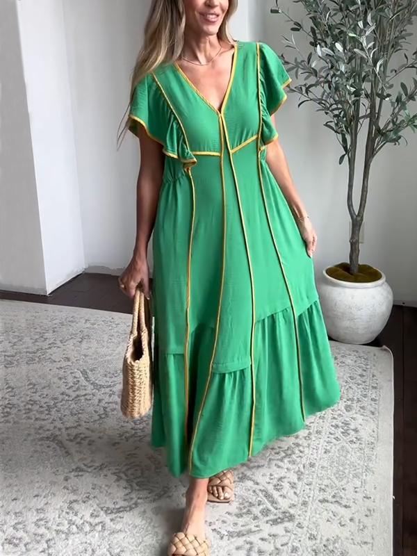🌲🔥 Soft Loose V Neck Chiffon Dress
