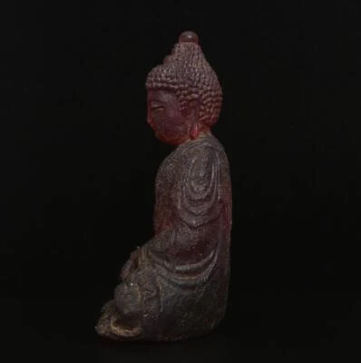 34CM Old Chinese Amber Statue Sakyamuni Buddha