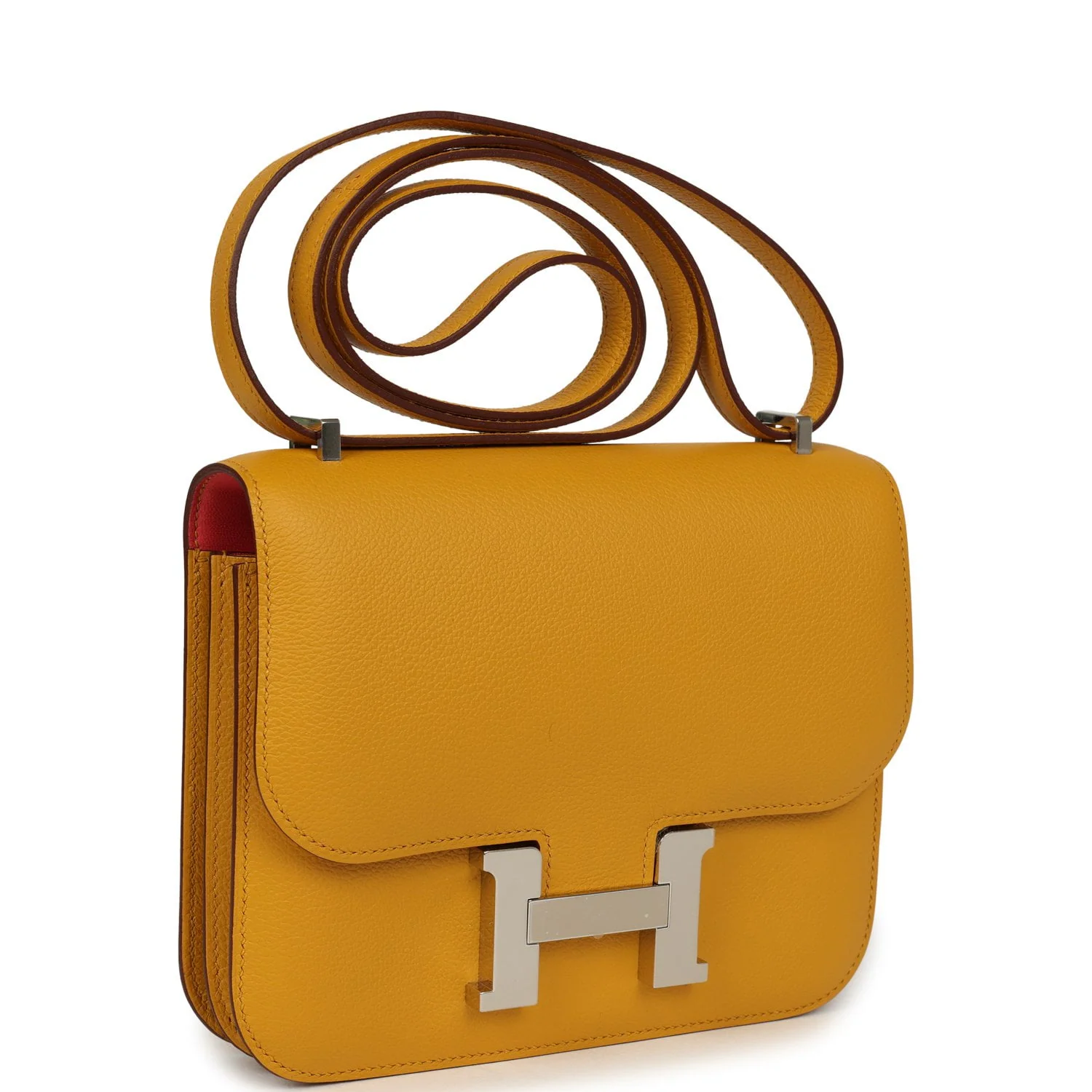 HERMÈS Constance 18 Jaune Ambre Verso Epsom Palladium Hardware