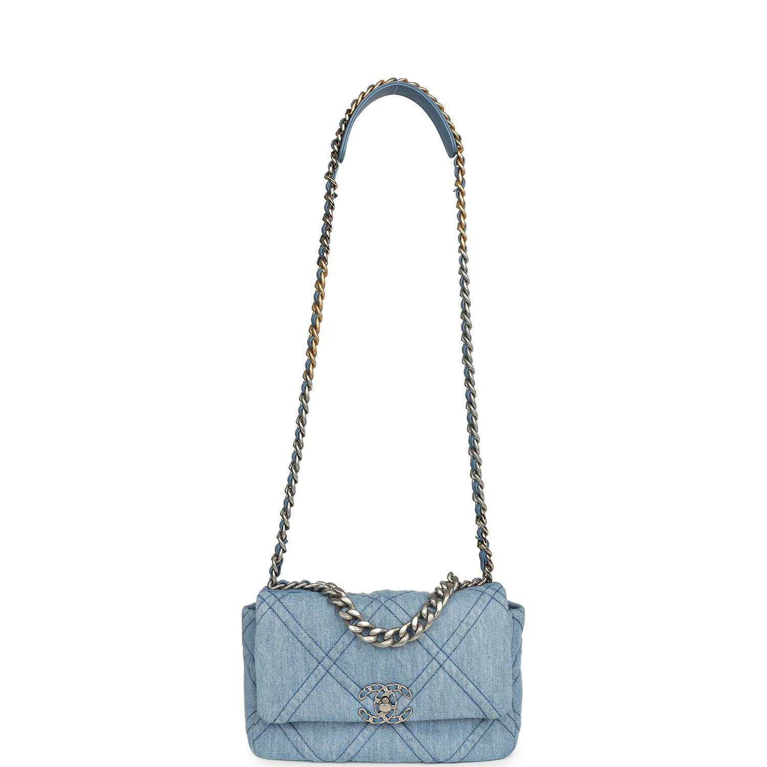 Chanel Medium 19 Flap Light Blue Denim Mixed Metal Hardware