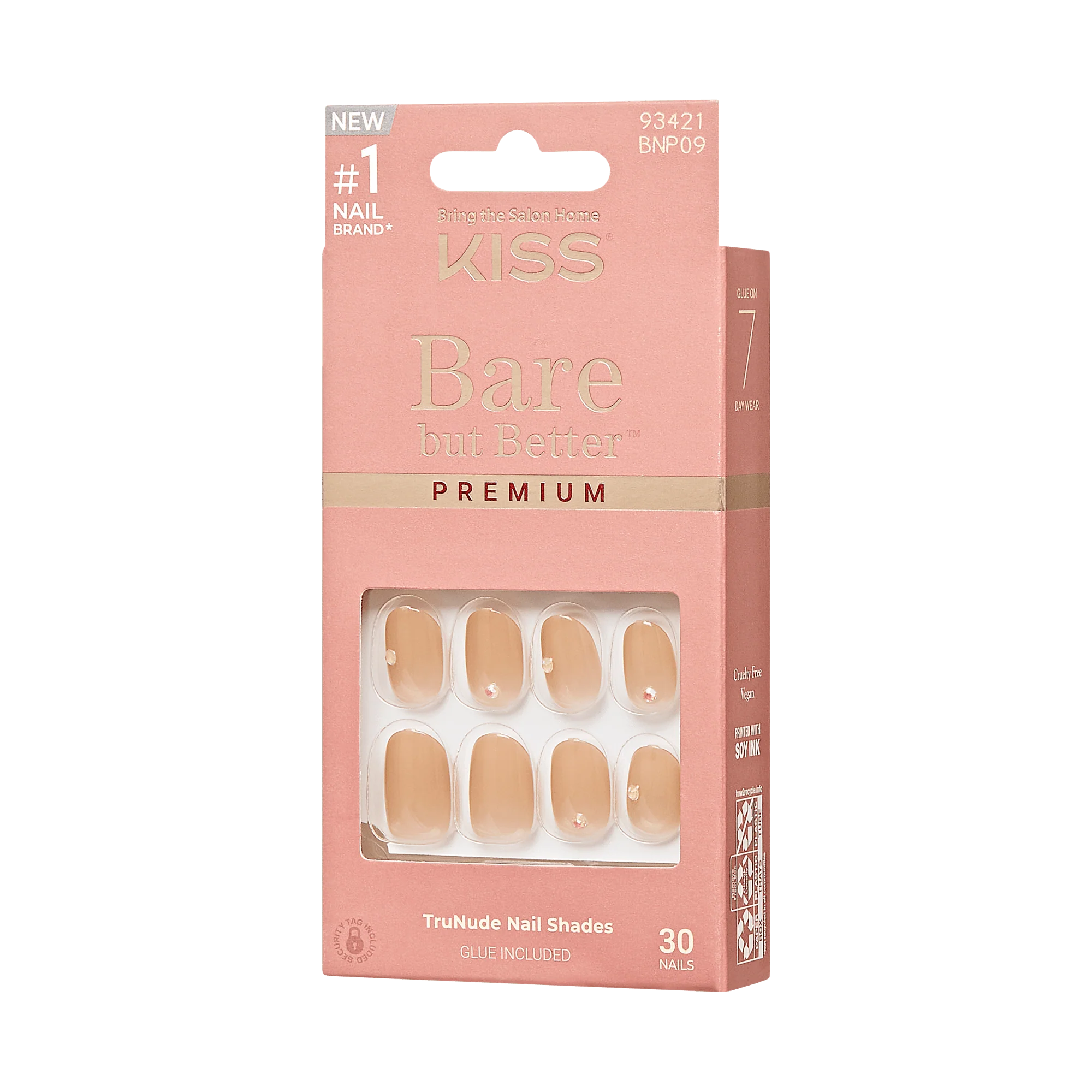 KISS Bare but Better Premium Press On Glue Nails - Stay