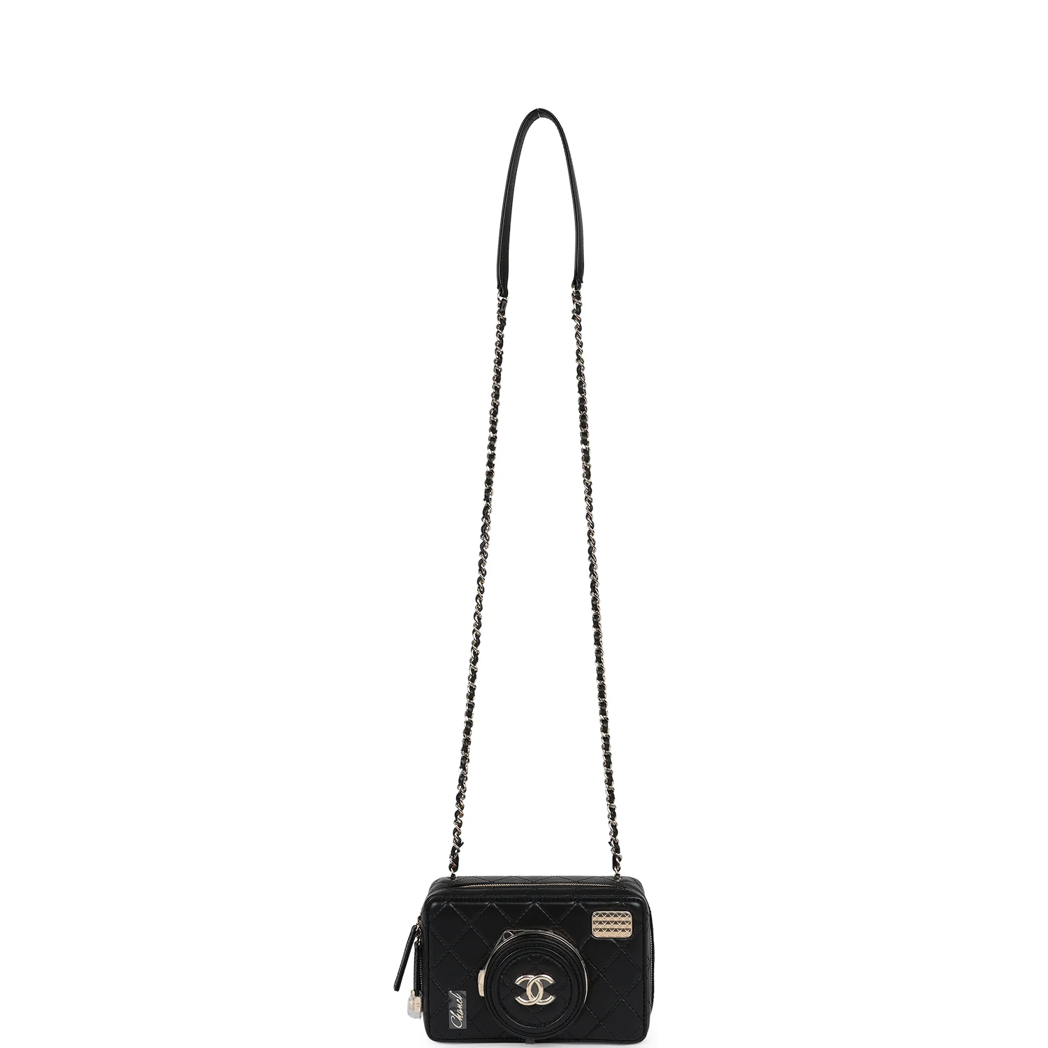 Chanel Coco Click Camera Bag Black Lambskin Light Gold Hardware