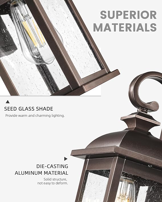 YARDLUME Outdoor Wall Lantern Oil Rubbed Bronze