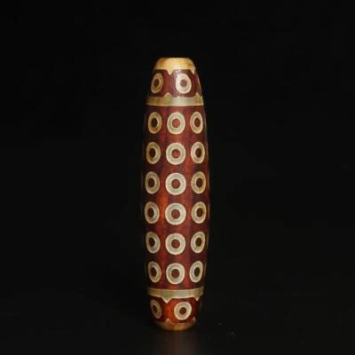 35G Old Chinese Carved Nephrite Tibet Agate Dzi Tianzhu Beads