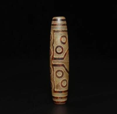 60G Old Chinese Carved Nephrite Tibet Agate Dzi Tianzhu Beads