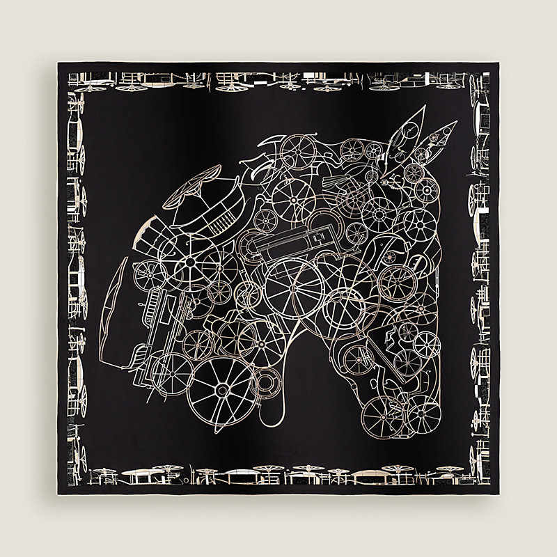 Complication Equestre embroidered scarf 90