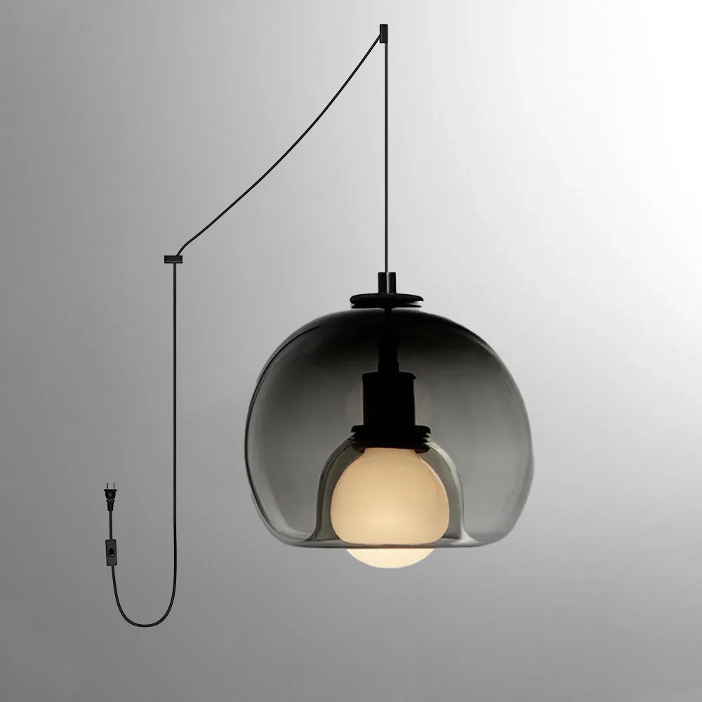 Handblown Glass Plug-in DIning Room Pendant Light