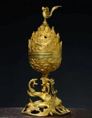 37CM Old Chinese Bronze Incense Burner w/rosefinch N2833