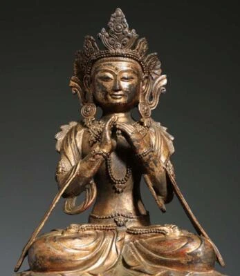 33CM Old Chinese Bronze Statue w/ Buddha N2816