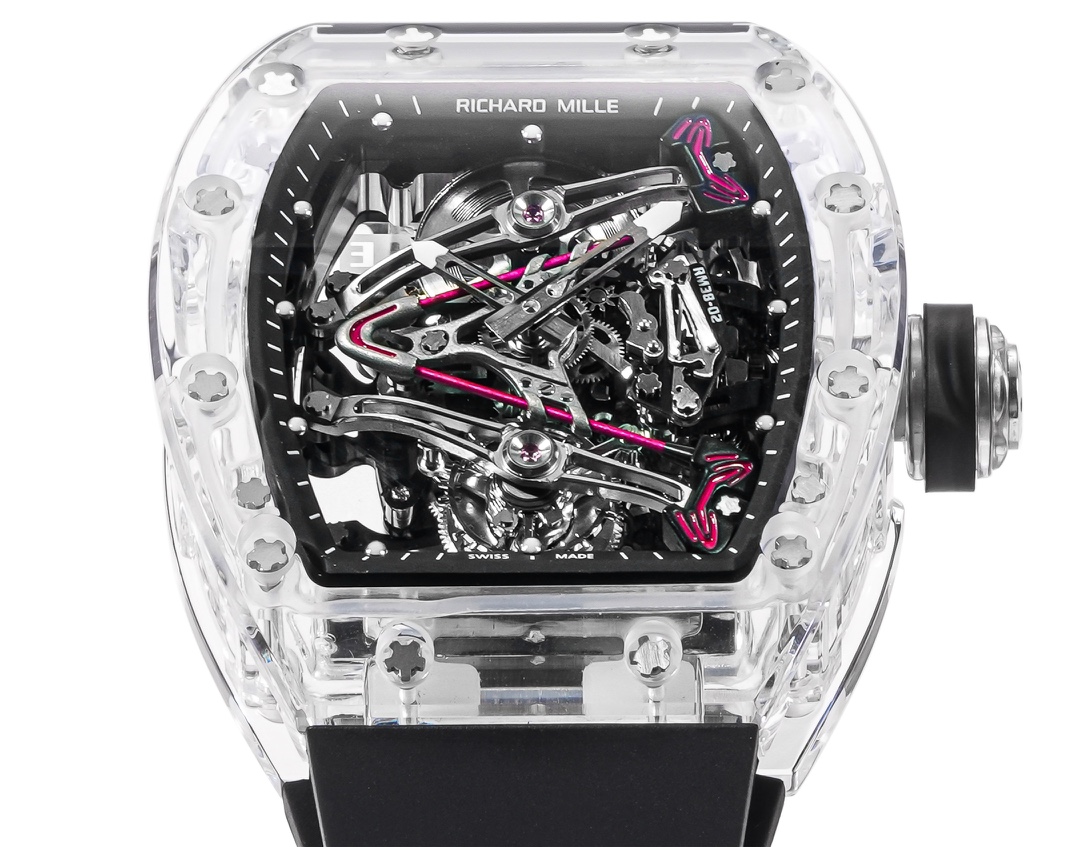 【7A Quality】Richard Mille RM38-02 Tourbillon Movement Edition Crystal Black Rubber Strap