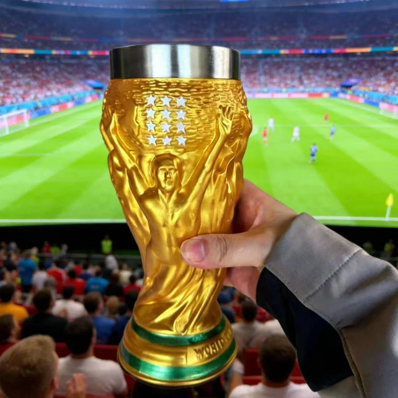 World Cup Hercules Cup Beer Mug in Gold Resin with Relief Design, Creative Barware, Popular Bar Decoration