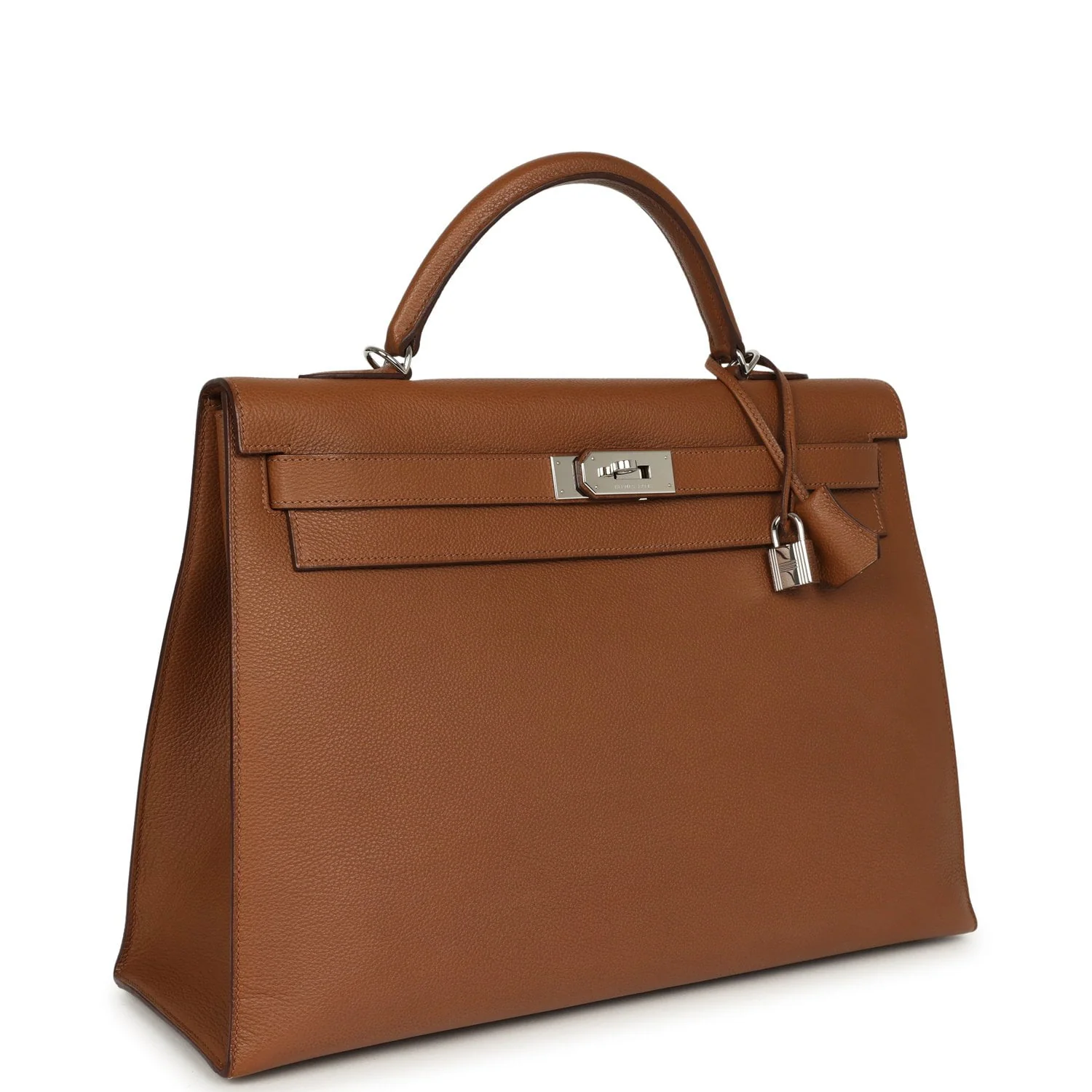 HERMÈS Kelly Sellier 42 Maxi Alezan Buffalo Palladium Hardware