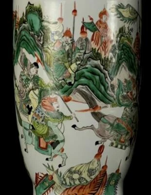 44CM Kangxi Signed Old Chinese Wucai Vase W/figure N1109