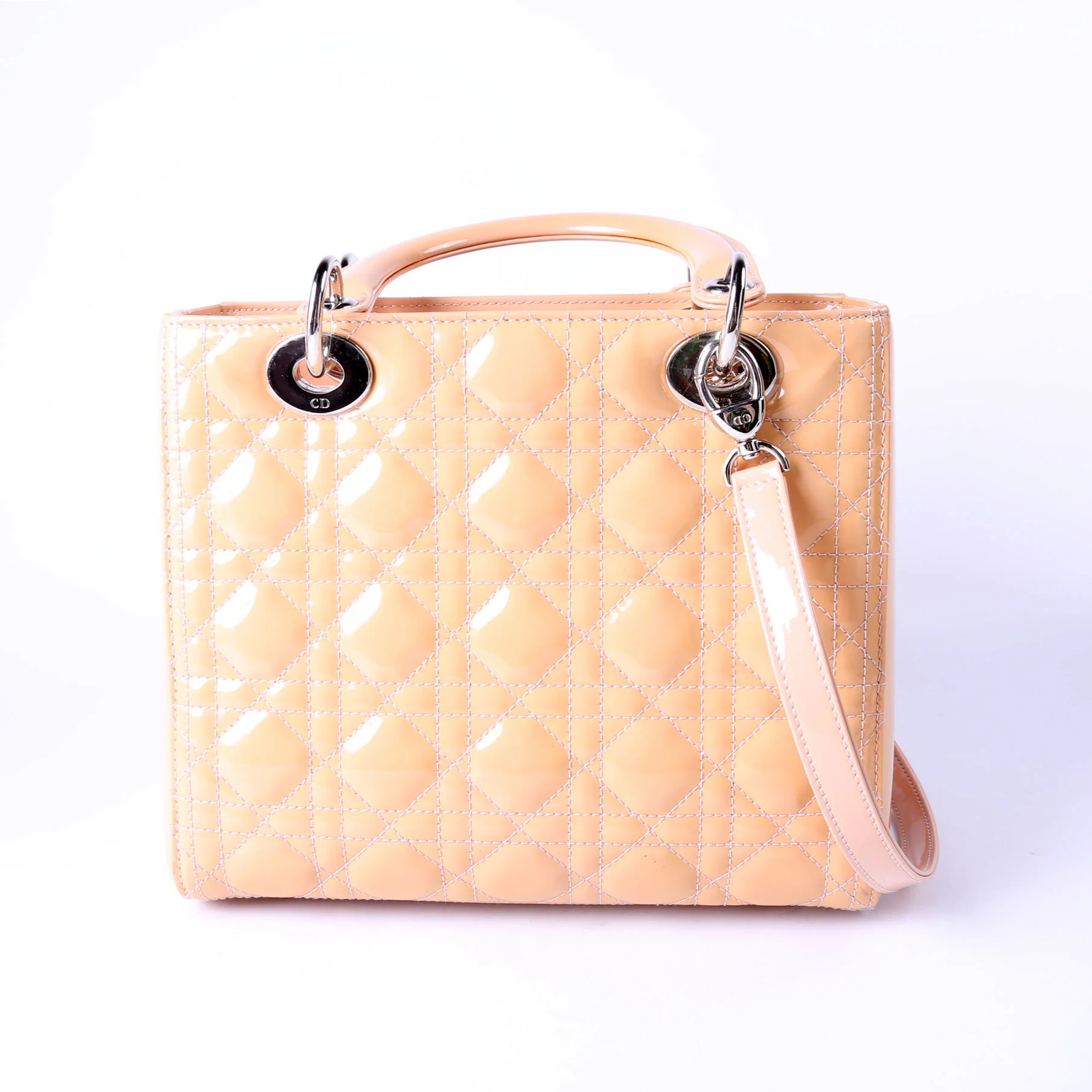 DIOR Lady Dior Medium Patent Beige