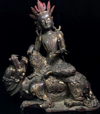 58CM Old Chinese Bronze Gilding Statue Buddha CK399