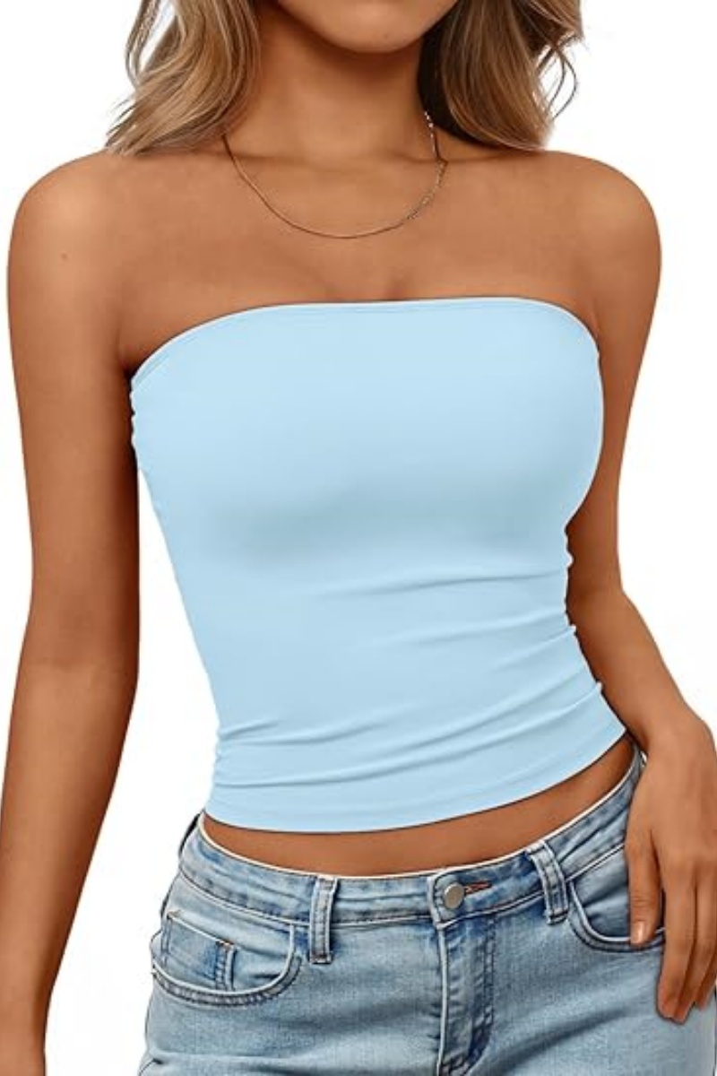 ELOWENA Women's Strapless Bandeau Crop Top