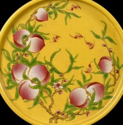 Yongzheng Signed Old Chinese Famille Rose Teapot Dish W/peach Q163