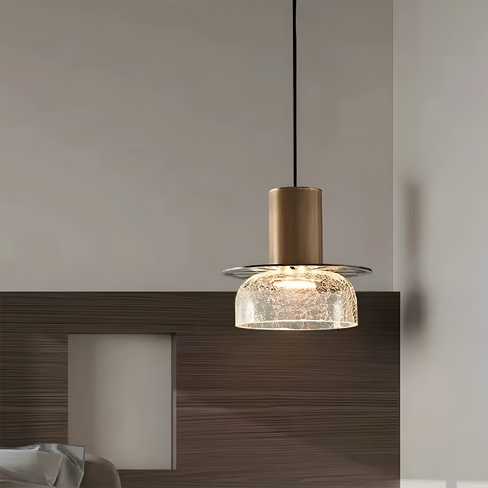 Retro Crackle Glass LED Dining Room Pendant Light