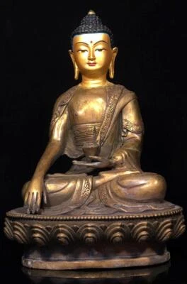 29CM Old Chinese Bronze Gilding Statue Buddha CK594
