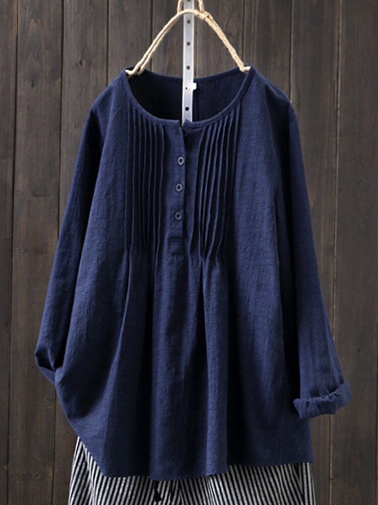 Women's Loose Cotton Linen Long Sleeved Shirt