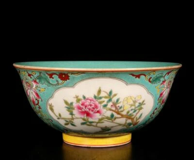 Yongzheng Signed Old Chinese Colour Enamel Bowl W/flower N1476