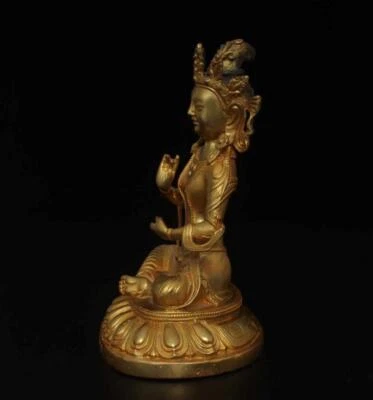 20CM Old RareChinese Bronze Gilding Statue Buddha