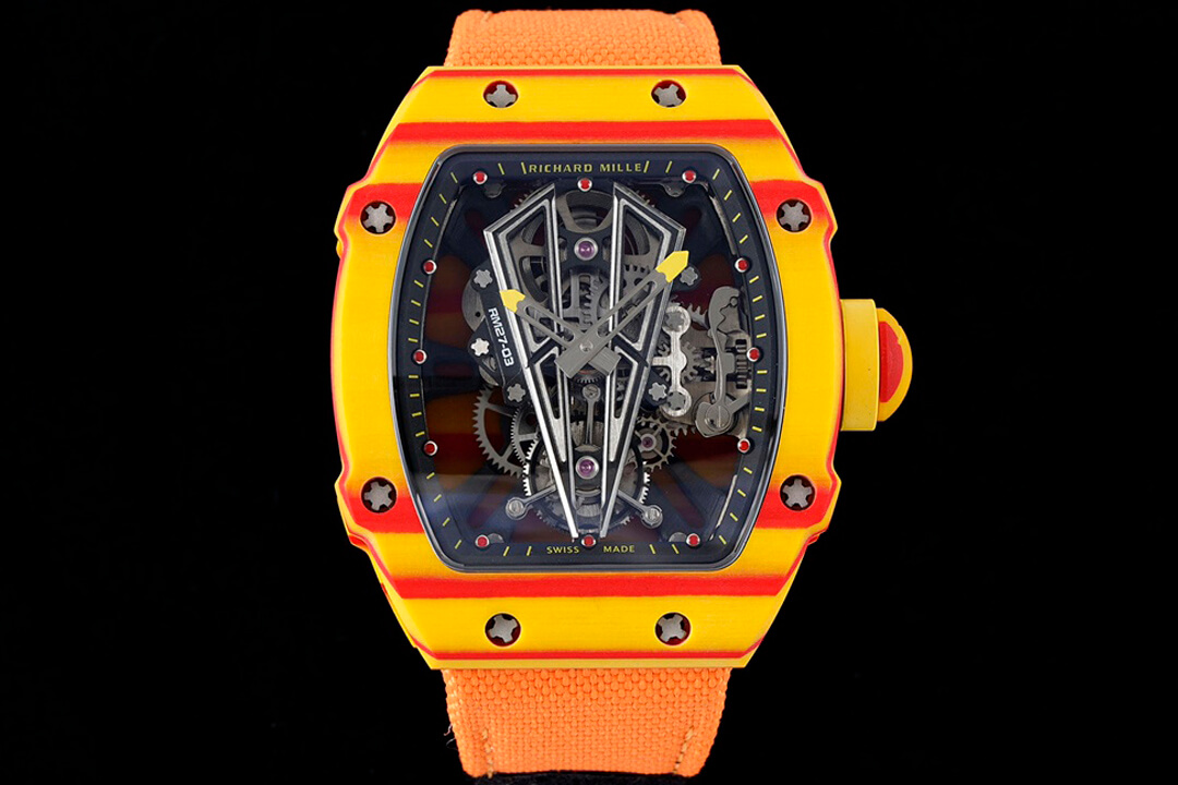 【7A Quality】Richard Mille RM27-03 Rafael Nadal Tourbillon Best Edition Orange Fabric Strap