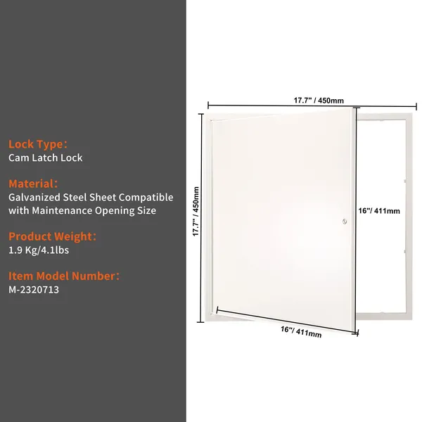 Access Panel for Drywall & Ceiling, 16 x 16 Inch Plumbing Access Panels, Reinforced Access Door, Heavy-Duty Steel Wall Hole Cover, Easy Install Removable Hinged Panel for Wiring & Cables, Silver