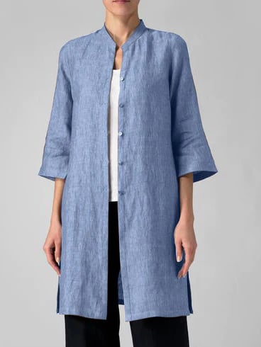 Cotton And Linen Irregular Shirt Cardigan