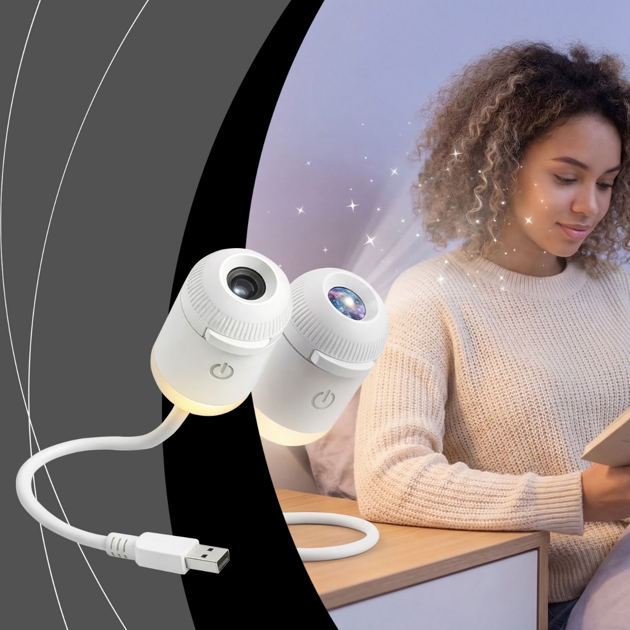 Usb Projection Night Light Breastfeeding Atmosphere Light Wiring-Free Projection Light Car Starry Sky Full Of Stars