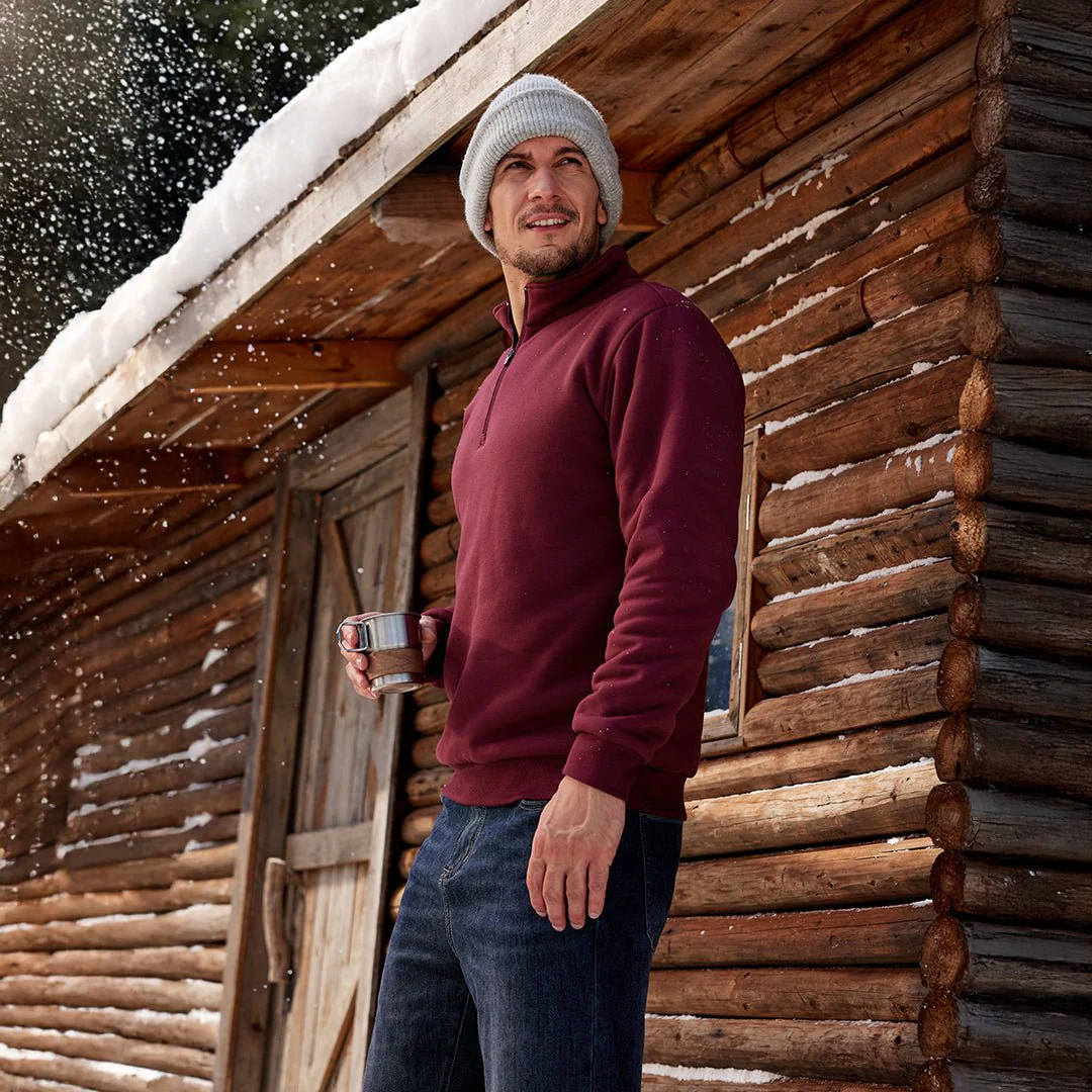 Men's Quarter Zip Fleece Pullover Warm Winter Sweatshirt