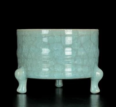 Old Chinese Song Ru Yao Ru Kiln Incense Burner w/feet N736