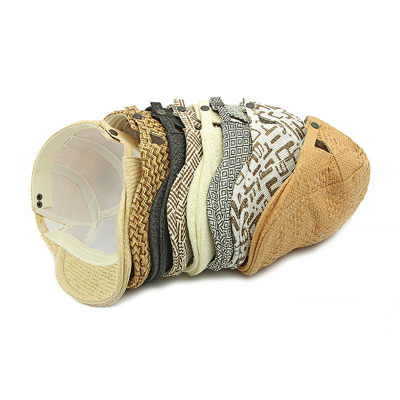 Men's Herringbone Pattern Sunshade Straw Woven Beret