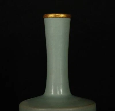 28CM Chongning Signed Old Chinese Ru Yao Ru Kiln Vase w/deer N2974