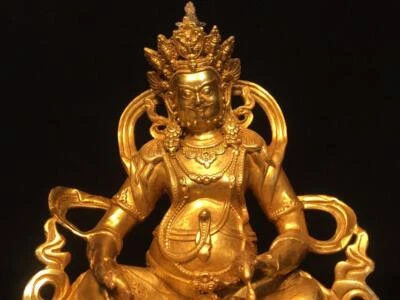 20CM  Old Chinese Bronze Gilding Statue Buddha Q117