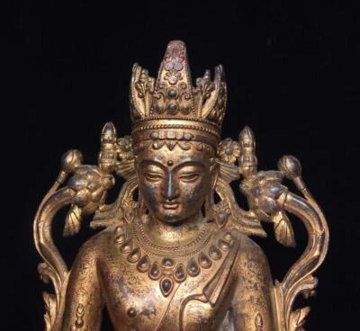 25CM Old Chinese Bronze Statue Buddha N1615