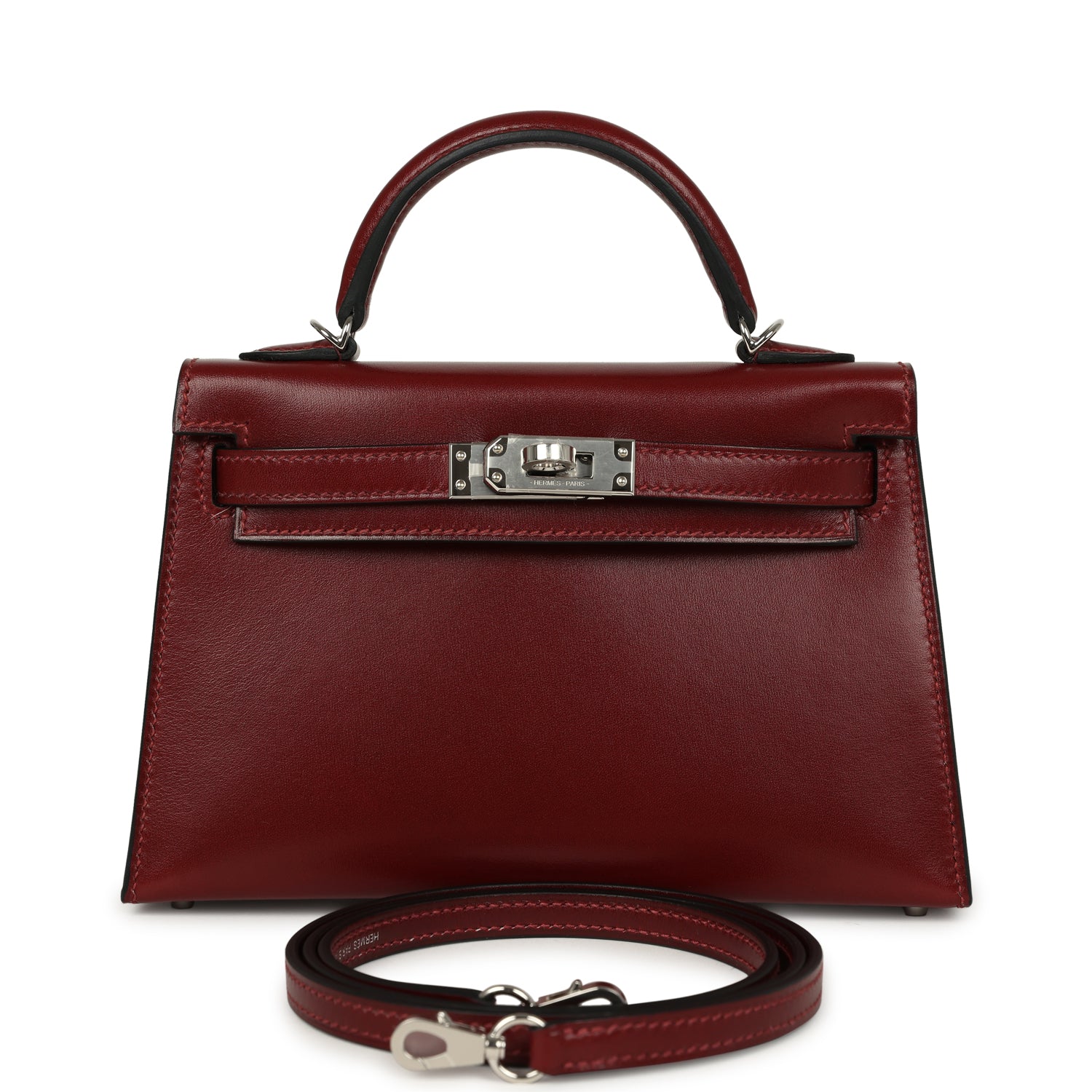 HERMÈS Kelly Sellier 20 Rouge H Box Palladium Hardware