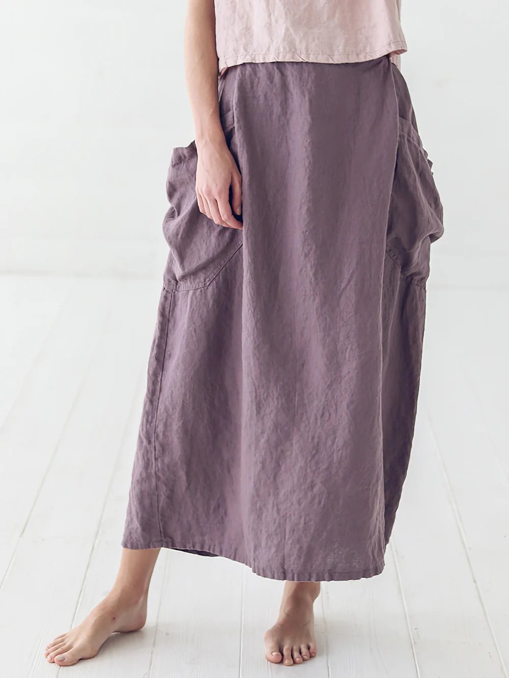 Women Solid Large Pockets Skirt