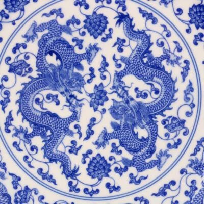 Yongzheng Signed Old Chinese Blue and White Dish Plate W/dragon N1347