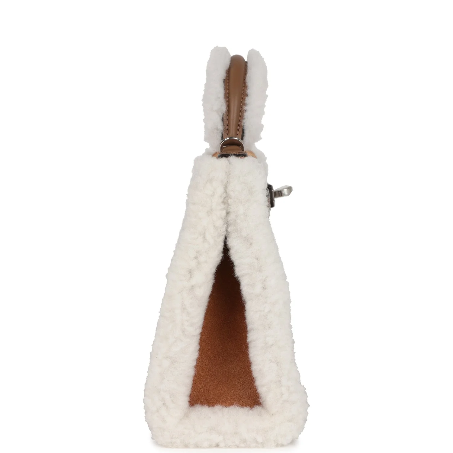 Hermes Teddy Kelly 20 Chamois Shearling and Swift Palladium Hardware