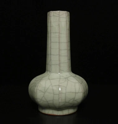 23CM Chongning Signed Old Chinese Ru Yao Ru Kiln Vase