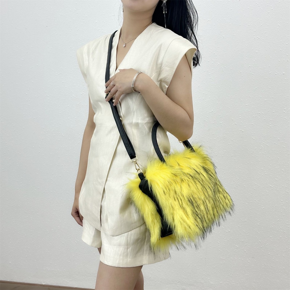Imitation of raccoon fur messenger bag fur coat