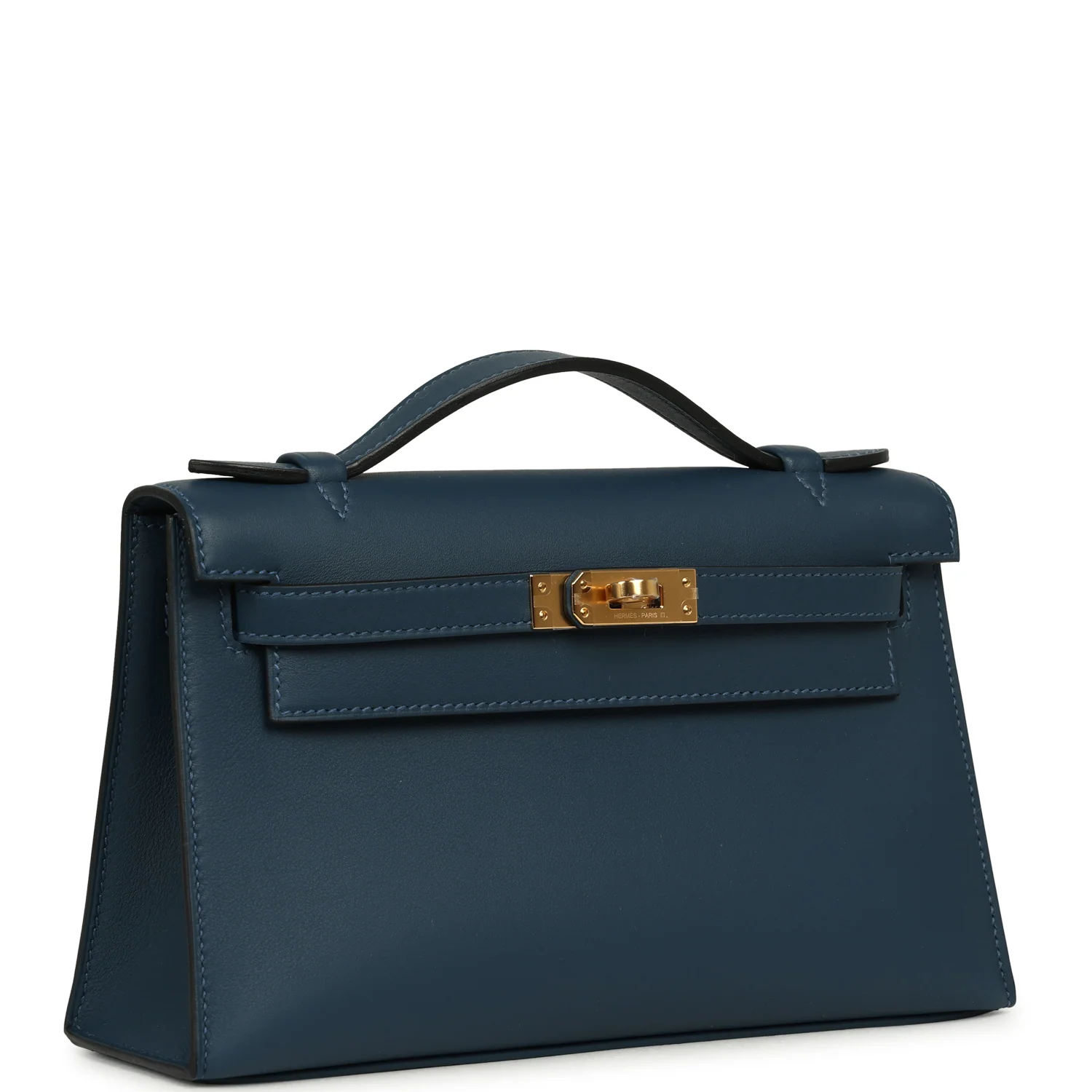 HERMÈS Kelly Pochette Bleu De Prusse Swift Gold Hardware