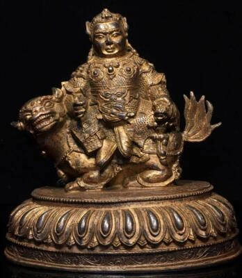 22CM Old Chinese Bronze Gilding Statue Buddha CK388