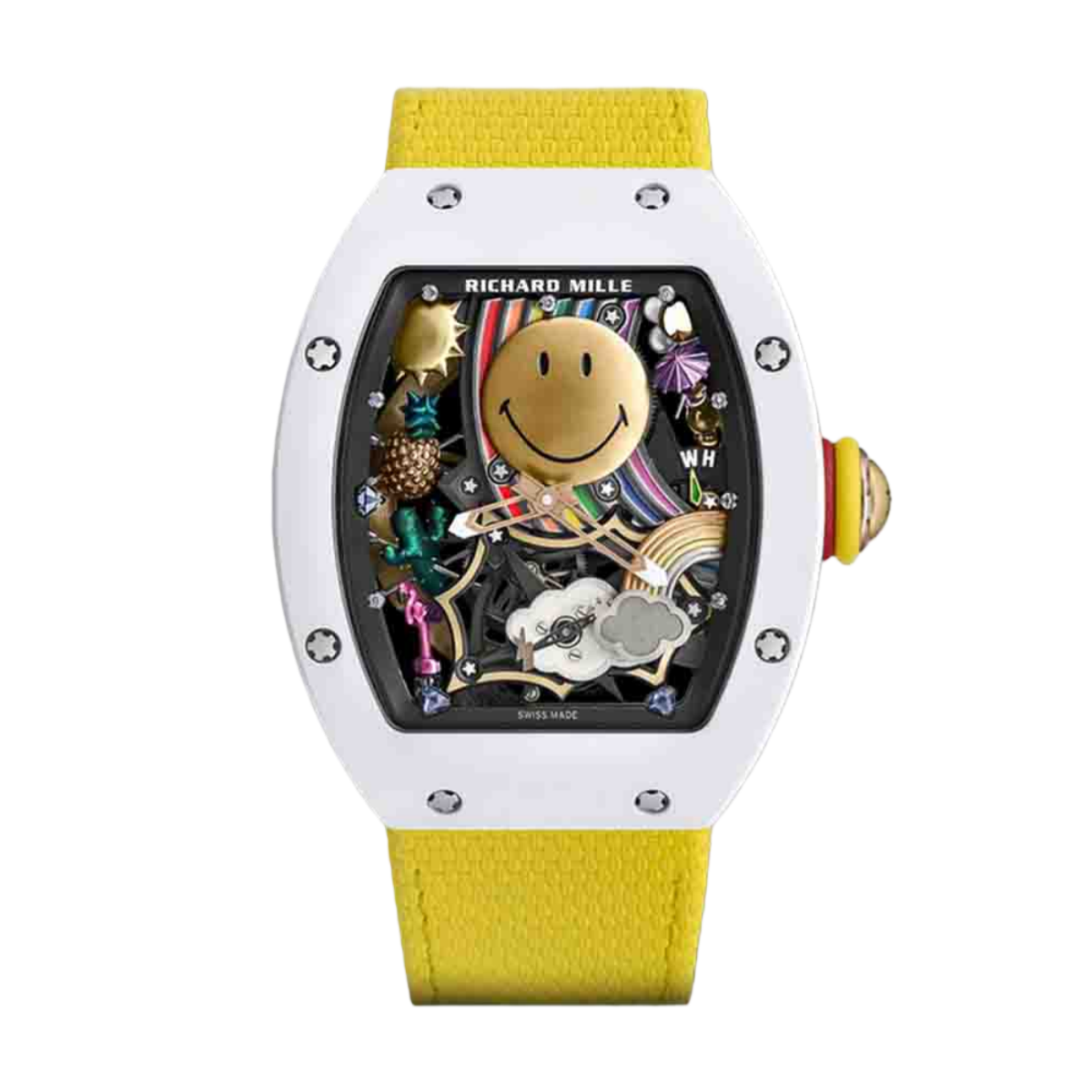 【7A Quality】Replica Richard Mille RM 88 Smiley Tourbillon Watch with Gold Smiley Dial