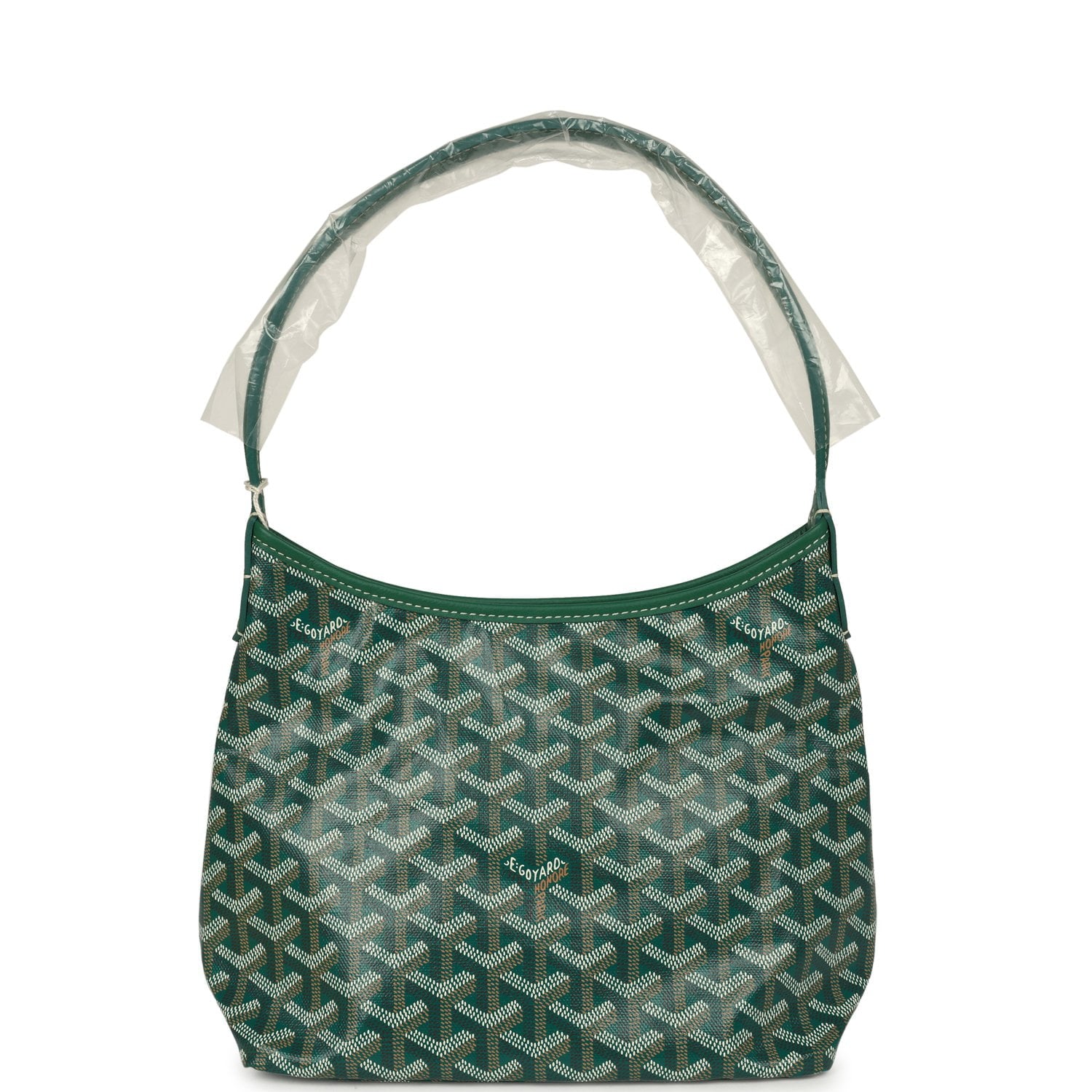GOYARD Goyardine Green Bohème Mini Hobo Bag Palladium Hardware