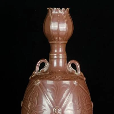 30CM Old Chinese Ding Kiln White Glaze Vase w/flower N833