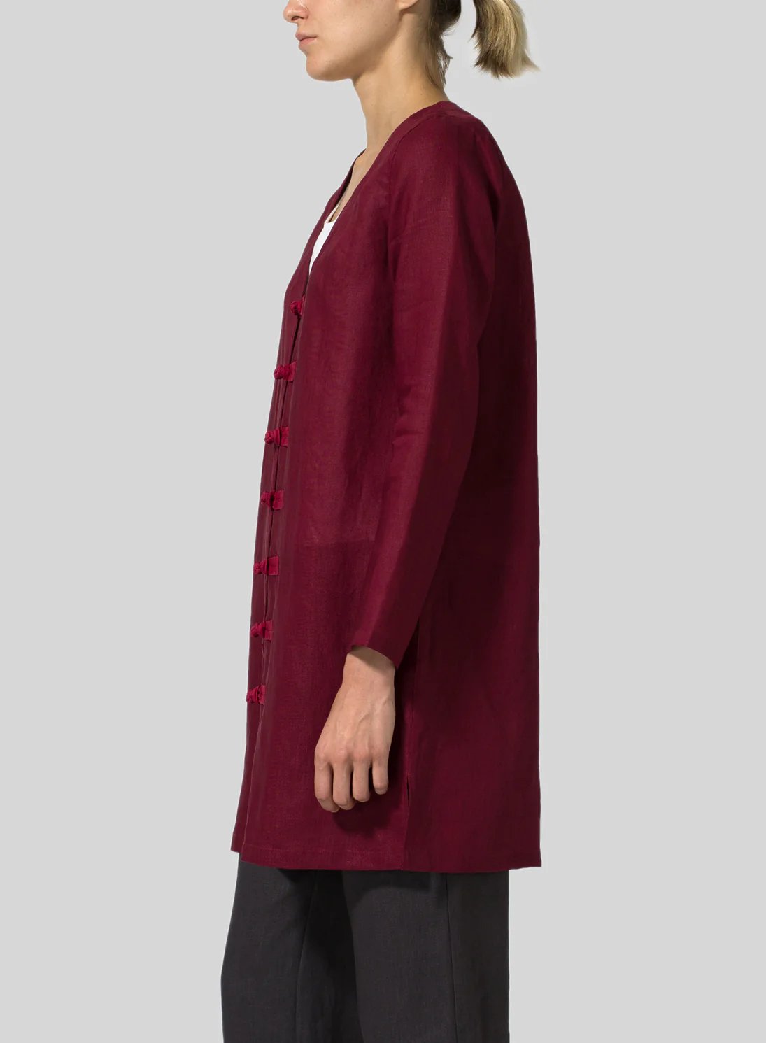 Cotton And Linen Hand-Knotted Button Jacket