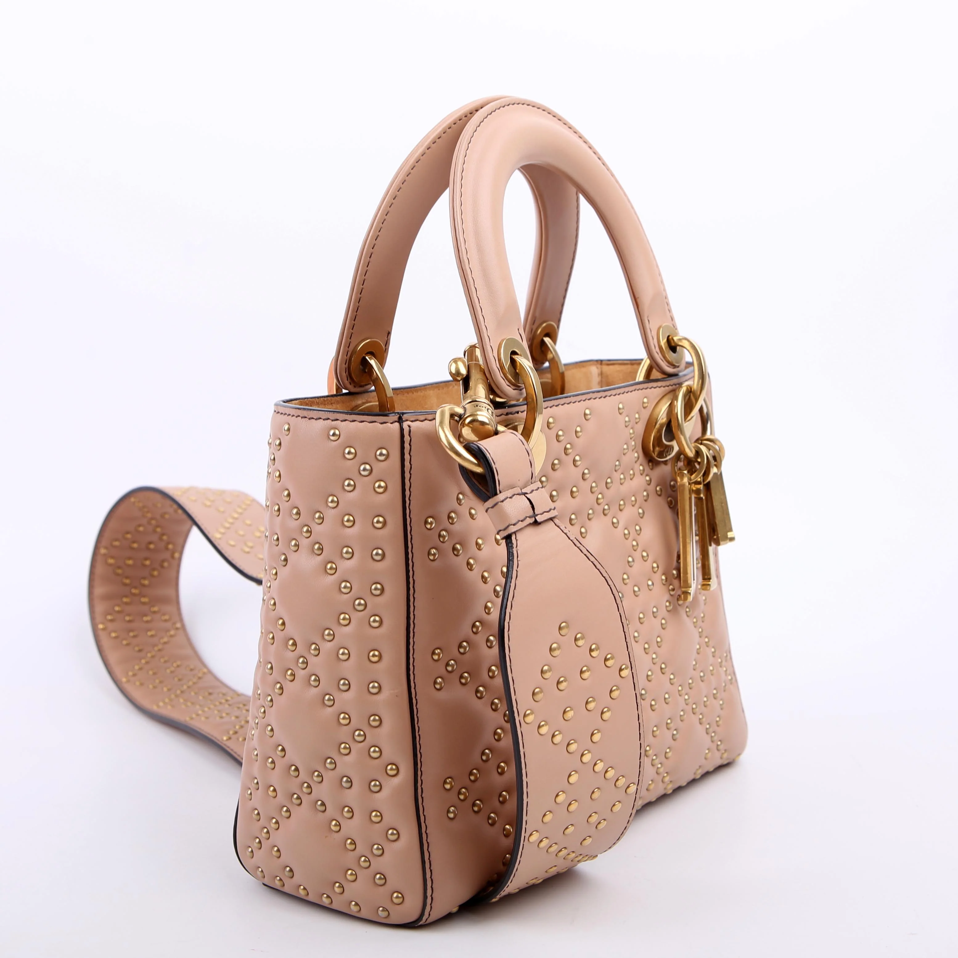 DIOR Lady Dior Mini Studded Tan