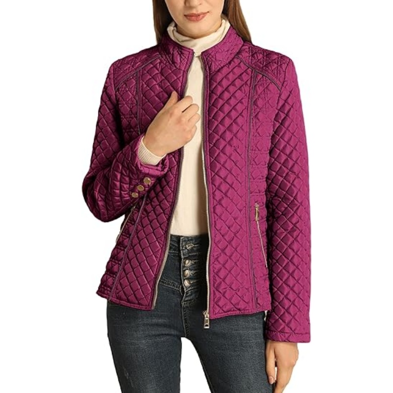 Women's Stand Collar Lightweight Quilted Puffer Jacket